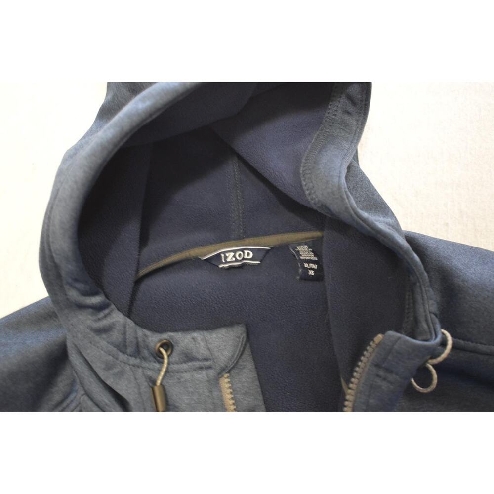 Izod Fleece SoftShell Jacket Hooded Full Zip Blue Performance Mens Size XL - Picture 7 of 8